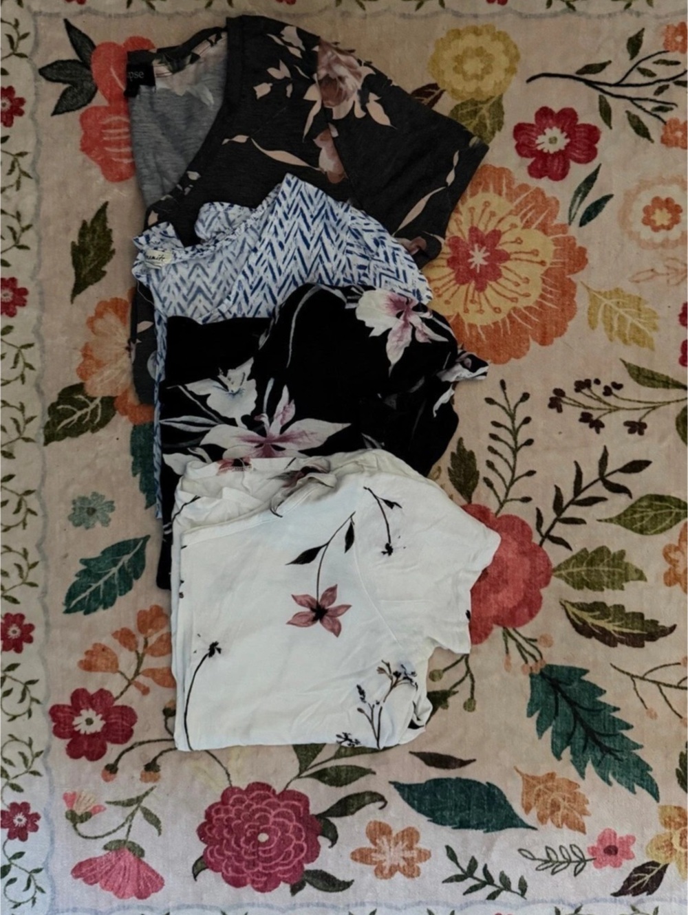 Floral Print Short Sleeve Tops (4)